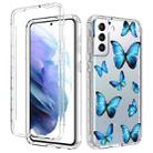 For Samsung Galaxy S21+ 5G 2 in 1 High Transparent Painted Shockproof PC + TPU Protective Case(Blue Butterfly) - 1