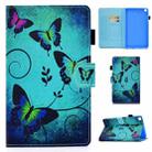 For Samsung Galaxy Tab A7 Lite 8.7 inch (2021) SM-T220 / T225 Colored Drawing Stitching Horizontal Flip Leather Case with Holder & Card Slots(Green Butterflies) - 1