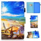 For Samsung Galaxy Tab A7 Lite 8.7 inch (2021) SM-T220 / T225 Colored Drawing Stitching Horizontal Flip Leather Case with Holder & Card Slots(Blue Sky Starfish) - 1