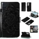 For Motorola Moto G Power (2021) Mandala Embossing Pattern Horizontal Flip PU Leather Case with Holder & Card Slots & Wallet & Lanyard(Black) - 1