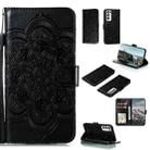 For Nokia 1.4 Mandala Embossing Pattern Horizontal Flip PU Leather Case with Holder & Card Slots & Wallet & Lanyard(Black) - 1