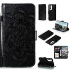 For OPPO Reno5 5G / Find X3 Lite Mandala Embossing Pattern Horizontal Flip PU Leather Case with Holder & Card Slots & Wallet & Lanyard(Black) - 1