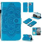 For OPPO Reno5 Pro+ / Find X3 Neo Mandala Embossing Pattern Horizontal Flip PU Leather Case with Holder & Card Slots & Wallet & Lanyard(Blue) - 1