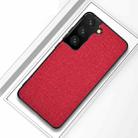 For Samsung Galaxy S21 FE Shockproof Cloth Texture PC + TPU Protective Case(Red) - 1