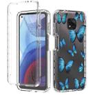 For Motorola Moto G Power (2021) 2 in 1 High Transparent Painted Shockproof PC + TPU Protective Case(Blue Butterfly) - 1