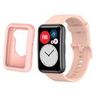 For Huawei Watch Fit Protective Silicone Case + Silicone Watch Band Kit(Pink) - 1