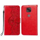 For Motorola Moto G Power (2021) Flower Vine Embossing Pattern Horizontal Flip Leather Case with Card Slot & Holder & Wallet & Lanyard(Red) - 1