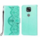 For Motorola Moto G Power (2021) Flower Vine Embossing Pattern Horizontal Flip Leather Case with Card Slot & Holder & Wallet & Lanyard(Green) - 1