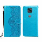 For Motorola Moto G Power (2021) Flower Vine Embossing Pattern Horizontal Flip Leather Case with Card Slot & Holder & Wallet & Lanyard(Blue) - 1