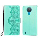 For Nokia 1.4 Flower Vine Embossing Pattern Horizontal Flip Leather Case with Card Slot & Holder & Wallet & Lanyard(Green) - 1