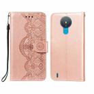 For Nokia 1.4 Flower Vine Embossing Pattern Horizontal Flip Leather Case with Card Slot & Holder & Wallet & Lanyard(Rose Gold) - 1