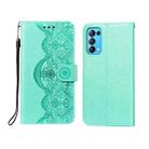 For OPPO Find X3 Lite / Reno5 5G Flower Vine Embossing Pattern Horizontal Flip Leather Case with Card Slot & Holder & Wallet & Lanyard(Green) - 1