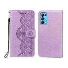 For OPPO Find X3 Lite / Reno5 5G Flower Vine Embossing Pattern Horizontal Flip Leather Case with Card Slot & Holder & Wallet & Lanyard(Purple) - 1