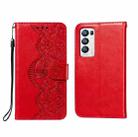 For OPPO Find X3 Neo / Reno5 Pro Plus 5G Flower Vine Embossing Pattern Horizontal Flip Leather Case with Card Slot & Holder & Wallet & Lanyard(Red) - 1