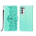For OPPO Find X3 Neo / Reno5 Pro Plus 5G Flower Vine Embossing Pattern Horizontal Flip Leather Case with Card Slot & Holder & Wallet & Lanyard(Green) - 1