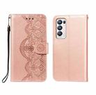 For OPPO Find X3 Neo / Reno5 Pro Plus 5G Flower Vine Embossing Pattern Horizontal Flip Leather Case with Card Slot & Holder & Wallet & Lanyard(Rose Gold) - 5