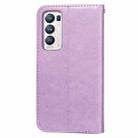 For OPPO Find X3 Neo / Reno5 Pro Plus 5G Flower Vine Embossing Pattern Horizontal Flip Leather Case with Card Slot & Holder & Wallet & Lanyard(Purple) - 3