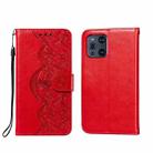 For OPPO Find X3 / X3 Pro Flower Vine Embossing Pattern Horizontal Flip Leather Case with Card Slot & Holder & Wallet & Lanyard(Red) - 1