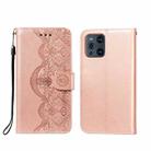 For OPPO Find X3 / X3 Pro Flower Vine Embossing Pattern Horizontal Flip Leather Case with Card Slot & Holder & Wallet & Lanyard(Rose Gold) - 1