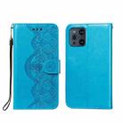 For OPPO Find X3 / X3 Pro Flower Vine Embossing Pattern Horizontal Flip Leather Case with Card Slot & Holder & Wallet & Lanyard(Blue) - 1