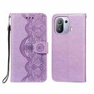 For Xiaomi Mi 11 Pro Flower Vine Embossing Pattern Horizontal Flip Leather Case with Card Slot & Holder & Wallet & Lanyard(Purple) - 1