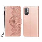 For Xiaomi Redmi Note 10 5G Flower Vine Embossing Pattern Horizontal Flip Leather Case with Card Slot & Holder & Wallet & Lanyard(Rose Gold) - 1