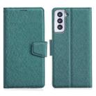 For Samsung Galaxy S21 5G Silk Texture Horizontal Flip Leather Case with Holder & Card Slots & Wallet & Photo Frame(Green) - 1