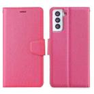 For Samsung Galaxy S21+ 5G Silk Texture Horizontal Flip Leather Case with Holder & Card Slots & Wallet & Photo Frame(Rose Red) - 1