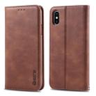 For iPhone X / XS AZNS Retro Texture Magnetic Horizontal Flip PU Leather Case with Holder & Card Slots & Photo Frame(Brown) - 1