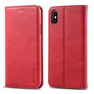 For iPhone X / XS AZNS Retro Texture Magnetic Horizontal Flip PU Leather Case with Holder & Card Slots & Photo Frame(Red) - 1
