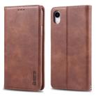 For iPhone XR AZNS Retro Texture Magnetic Horizontal Flip PU Leather Case with Holder & Card Slots & Photo Frame(Brown) - 1