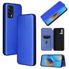 For OPPO F19 / A74 4G Carbon Fiber Texture Horizontal Flip TPU + PC + PU Leather Case with Card Slot(Blue) - 1