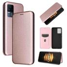 For vivo iQOO 7 5G Carbon Fiber Texture Horizontal Flip TPU + PC + PU Leather Case with Card Slot(Pink) - 1
