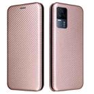 For vivo iQOO 7 5G Carbon Fiber Texture Horizontal Flip TPU + PC + PU Leather Case with Card Slot(Pink) - 2