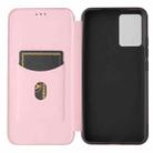 For vivo iQOO 7 5G Carbon Fiber Texture Horizontal Flip TPU + PC + PU Leather Case with Card Slot(Pink) - 3