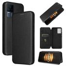 For vivo iQOO 7 5G Carbon Fiber Texture Horizontal Flip TPU + PC + PU Leather Case with Card Slot(Black) - 1