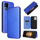 For vivo iQOO 7 5G Carbon Fiber Texture Horizontal Flip TPU + PC + PU Leather Case with Card Slot(Blue) - 1