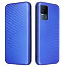 For vivo iQOO 7 5G Carbon Fiber Texture Horizontal Flip TPU + PC + PU Leather Case with Card Slot(Blue) - 2