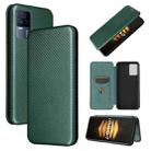 For vivo iQOO 7 5G Carbon Fiber Texture Horizontal Flip TPU + PC + PU Leather Case with Card Slot(Green) - 1