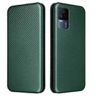 For vivo iQOO 7 5G Carbon Fiber Texture Horizontal Flip TPU + PC + PU Leather Case with Card Slot(Green) - 2