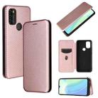 For Blackview A70 (2021) Carbon Fiber Texture Horizontal Flip TPU + PC + PU Leather Case with Card Slot(Pink) - 1