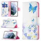 For Samsung Galaxy S21 FE Colored Drawing Pattern Horizontal Flip Leather Case with Holder & Card Slots & Wallet(Butterfly Love) - 1