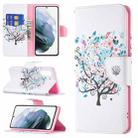 For Samsung Galaxy S21 FE Colored Drawing Pattern Horizontal Flip Leather Case with Holder & Card Slots & Wallet(Tree) - 1