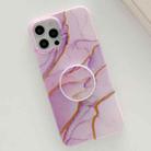Golden Powder Dream Color Marble Pattern TPU Protective Case with Foldable Stand For iPhone 11(Purple) - 1