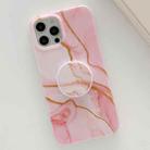 For iPhone 12 mini Golden Powder Dream Color Marble Pattern TPU Protective Case with Foldable Stand (Pink) - 1