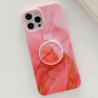 For iPhone 12 mini Golden Powder Dream Color Marble Pattern TPU Protective Case with Foldable Stand (Red) - 1