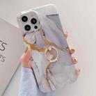 For iPhone 12 mini Golden Powder Dream Color Marble Pattern TPU Protective Case with Ring Stand (Grey) - 1