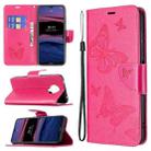 For Nokia G20 / G10 Embossing Two Butterflies Pattern Horizontal Flip PU Leather Case with Holder & Card Slot & Wallet & Lanyard(Rose Red) - 1