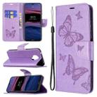 For Nokia G20 / G10 Embossing Two Butterflies Pattern Horizontal Flip PU Leather Case with Holder & Card Slot & Wallet & Lanyard(Purple) - 1