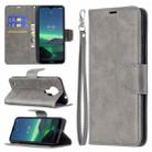For Nokia 1.4 Retro Lambskin Texture Pure Color Horizontal Flip PU Leather Case with Holder & Card Slots & Wallet & Lanyard(Grey) - 1